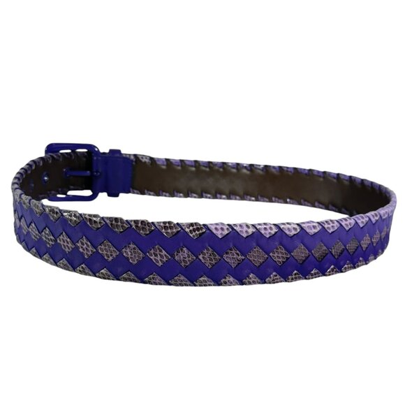 BOTTEGA VENETA Purple Woven Leather & Snakeskin Braided Women Belt 85/34 main image 6